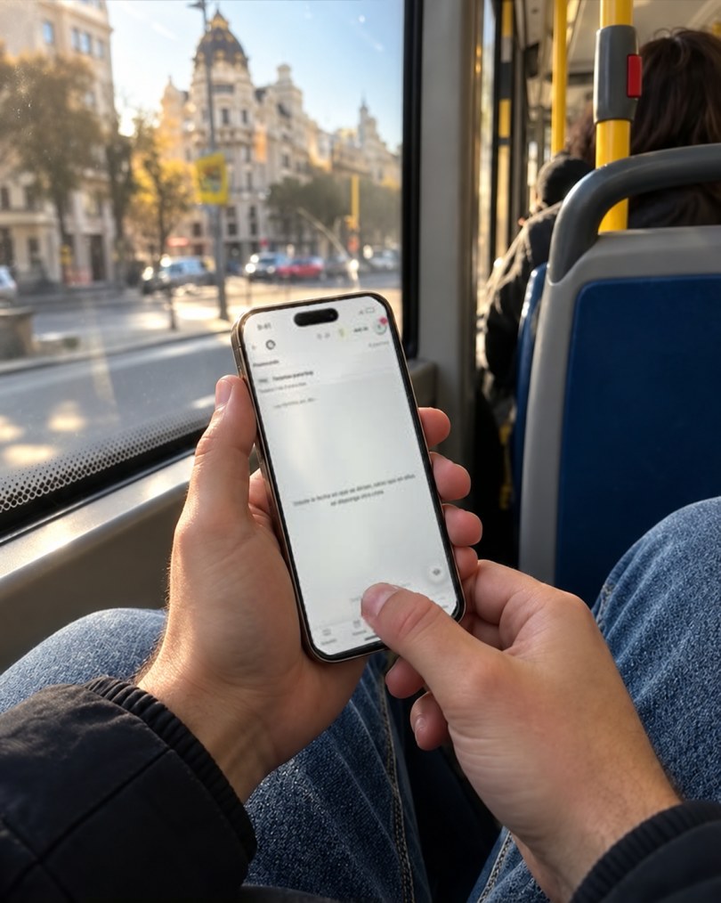 En el bus: practicando con Opoteca en el móvil
