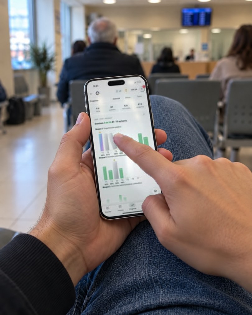 En la sala de espera: practicando con Opoteca en el móvil