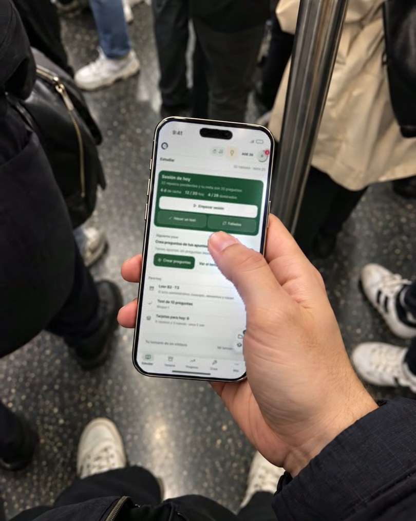 En el metro: practicando con Opoteca en el móvil